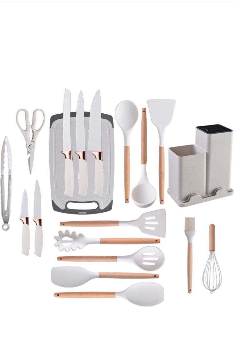 19 Piece Silicone Utensil and Knife Collection - Quoi Deux Neuf