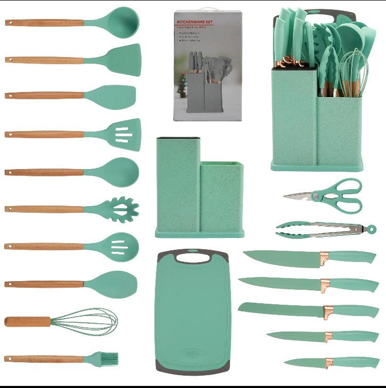 19 Piece Silicone Utensil and Knife Collection - Quoi Deux Neuf