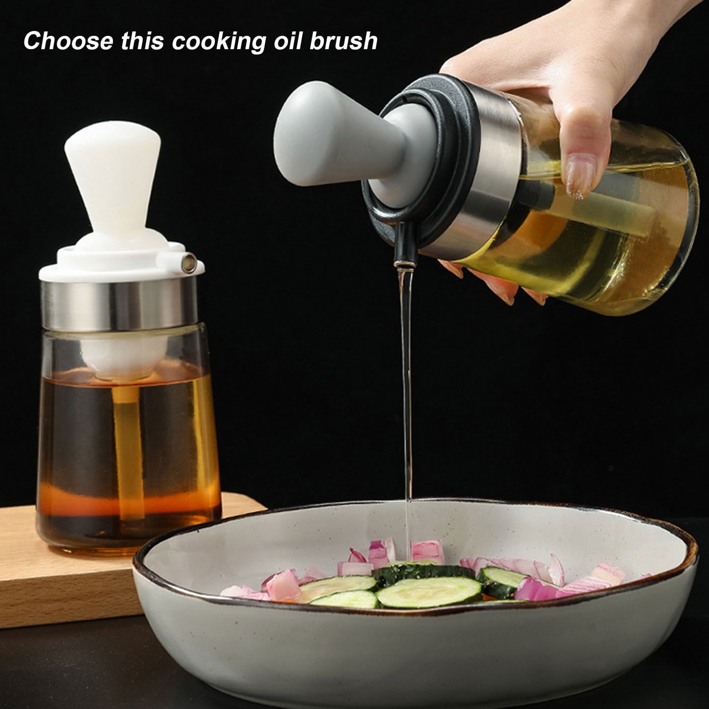 2-in-1 Olive Oil Spray Dispenser with Silicone Brush