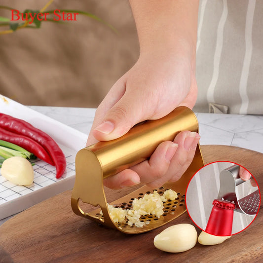 Elegant 2-in-1 Garlic Press & Crusher with Bottle Opener