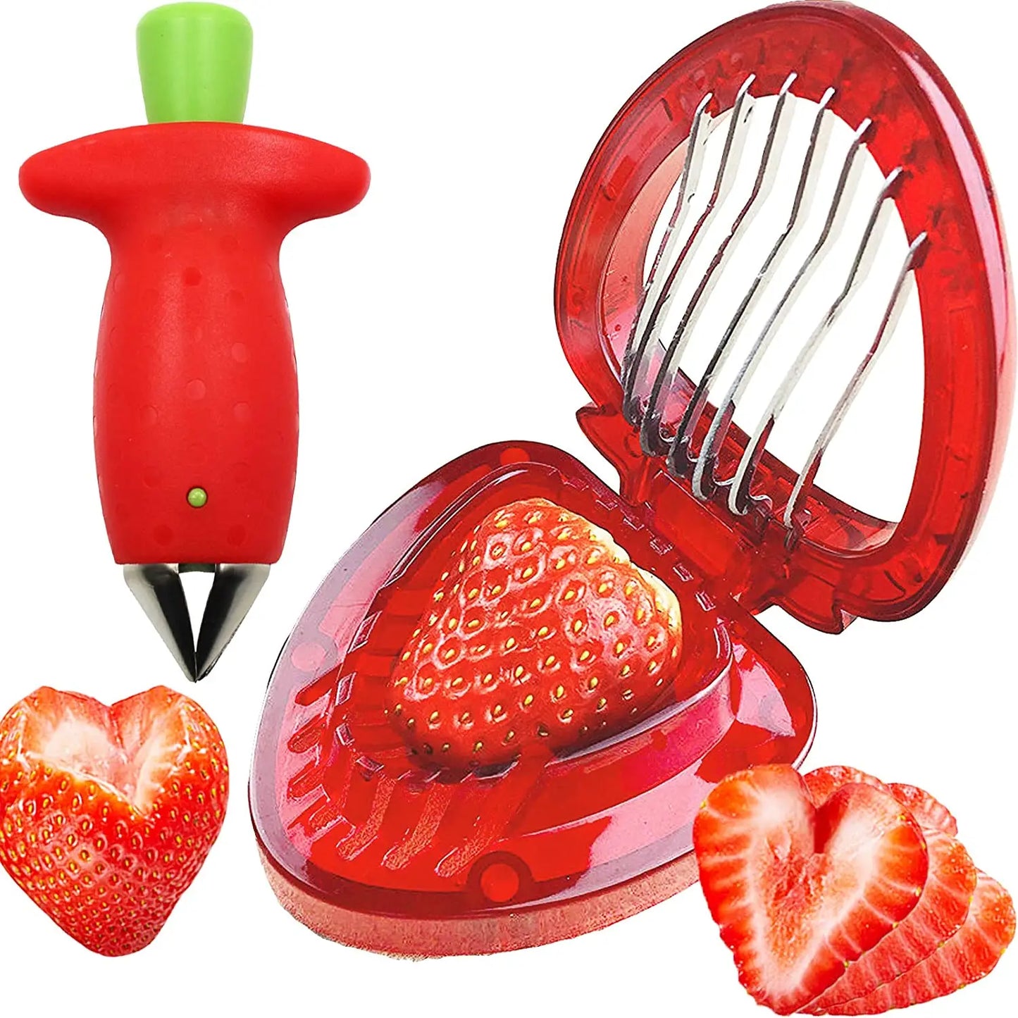 2-Piece Strawberry Cutter Set – Leaf Stem Remover and Corer"