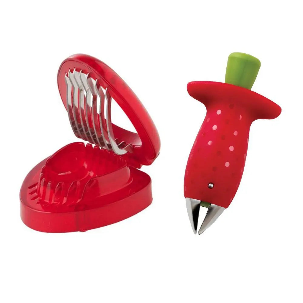 2-Piece Strawberry Cutter Set – Leaf Stem Remover and Corer"