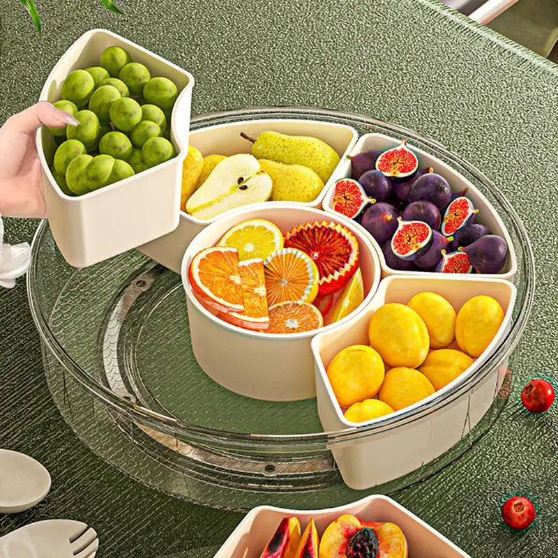 Divided Serving Tray With Lid 6 Compartment Snack Containers Clear Fruit Platter