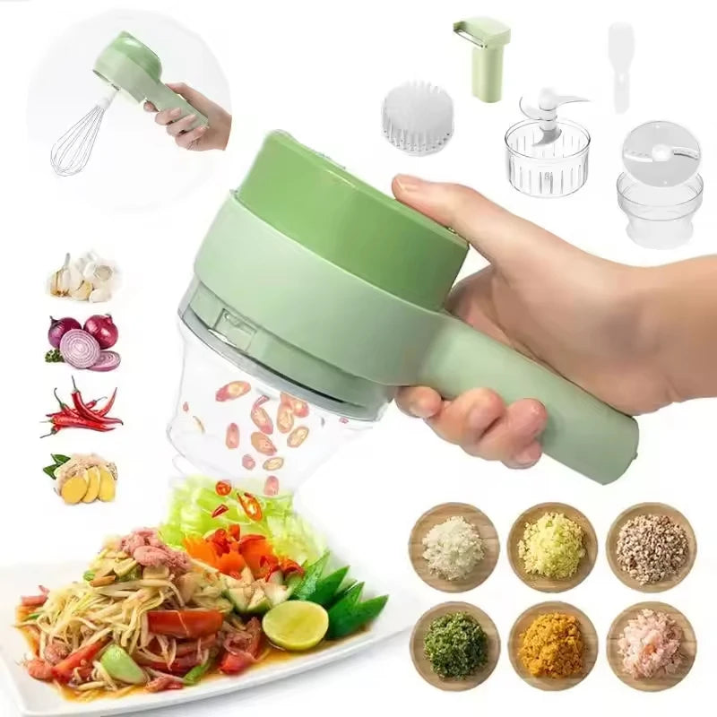 4-in-1 Handheld Electric Food Processor – Grinder and Slicer"