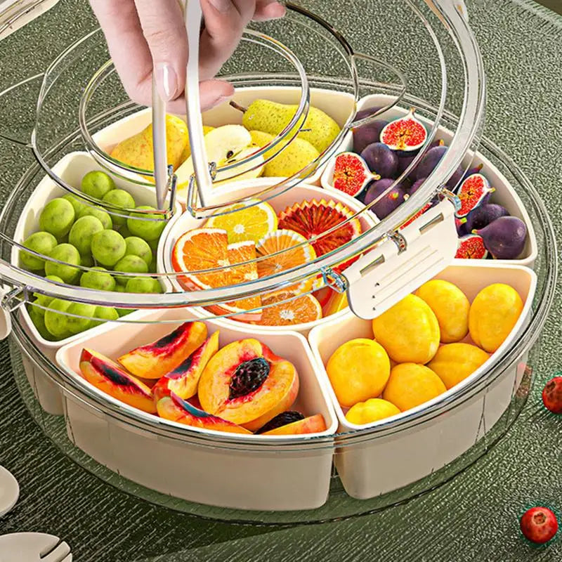 Divided Serving Tray With Lid 6 Compartment Snack Containers Clear Fruit Platter