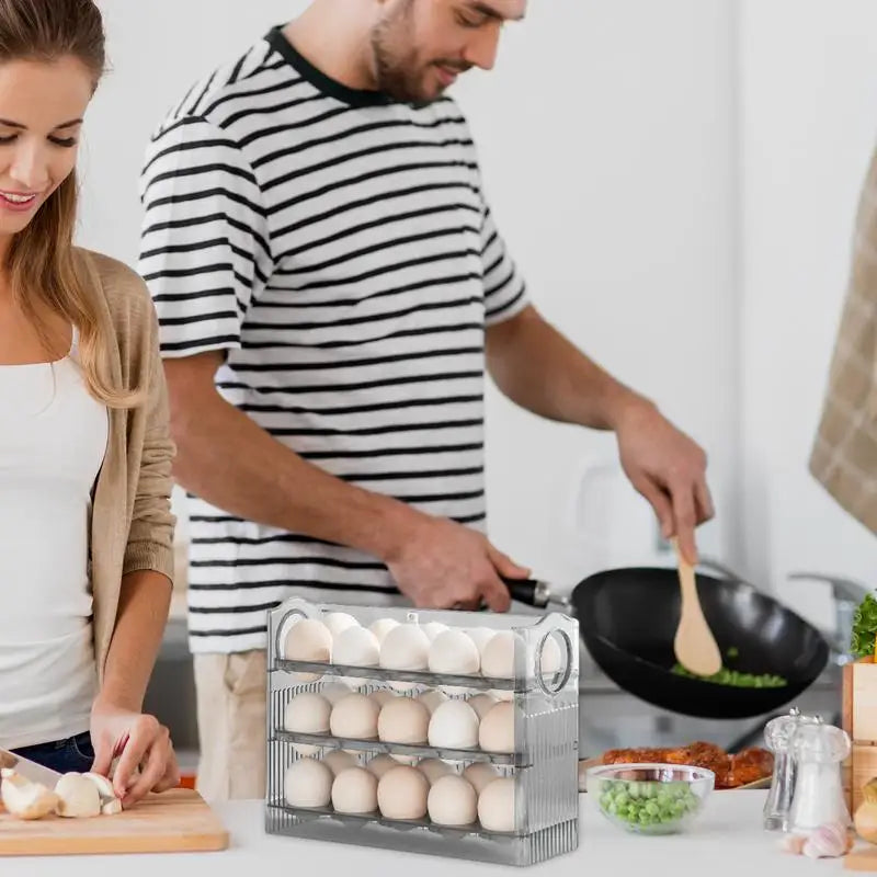 Freshness-Assured Flippable 3 Layer Egg Storage Rack