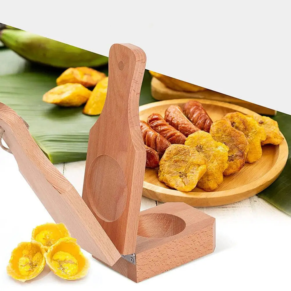 Wooden Banana Smasher & Tostonera: Reusable Plantain Press