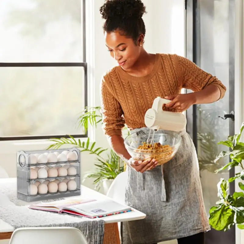 Freshness-Assured Flippable 3 Layer Egg Storage Rack