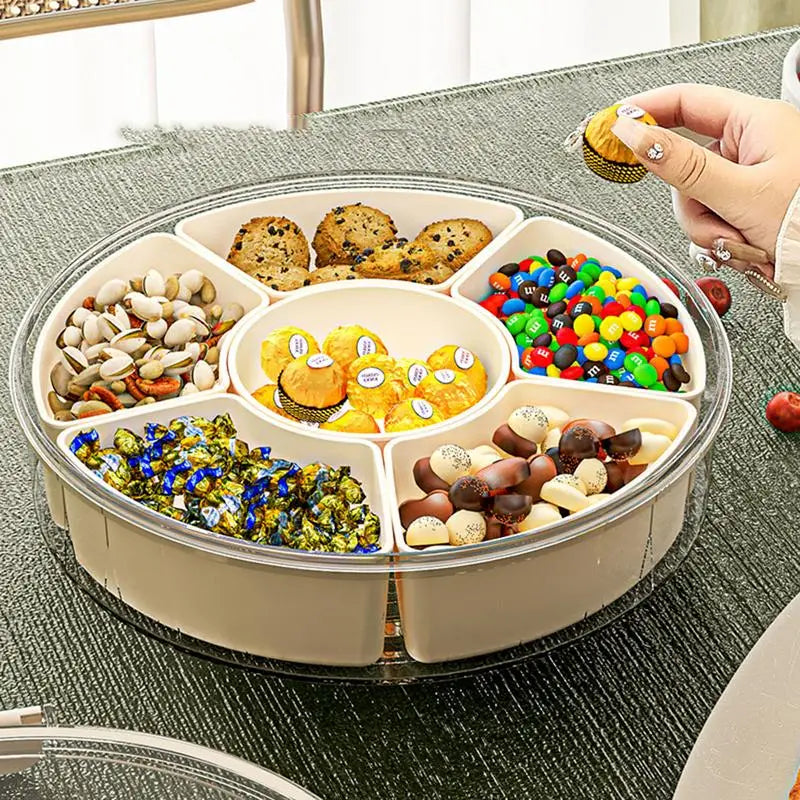 Divided Serving Tray With Lid 6 Compartment Snack Containers Clear Fruit Platter